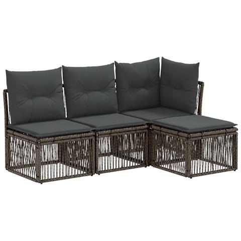 Set Divano da Giardino 4 pcs Grigio polyrattan - Foto 1