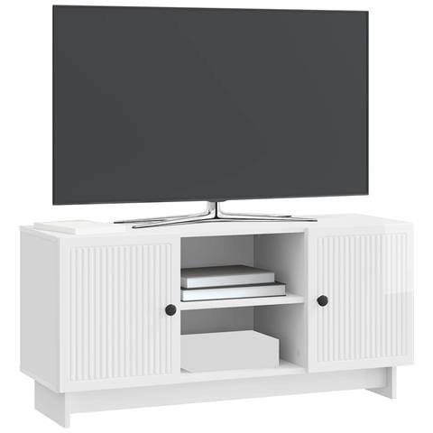 Mobile TV 102 x 34,5 x 50 cm Bianco Lucido Legno ingegnerizzato - Foto 2