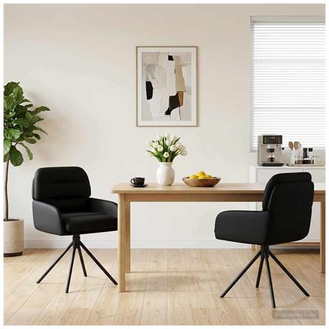Sedie da pranzo girevoli 2 pcs Similpelle Nero - Foto 2