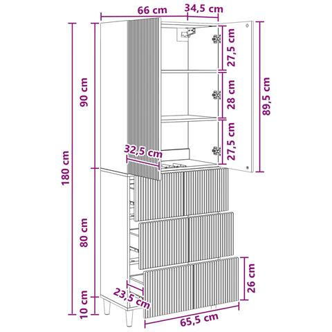 Set di armadi 2 pcs 66 x 34,5 x 90 cm Legno ingegnerizzato - Foto 9