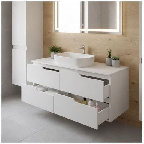 Mobiletto, Bianco e nero, 160 cm, Con piano, 4 cassetti, Sospeso, Frontali in MDF, MODERNO - Foto 2