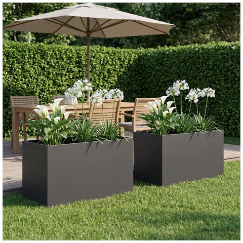 Vaso da giardino 2 pz Nero 100 x 50 x 50 cm - Foto 2