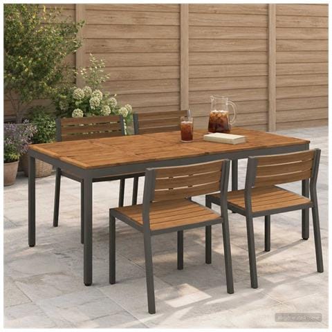 Tavolo da cena da giardino Naturale e Caffè 196 x 100,5 x 75 cm - Foto 2