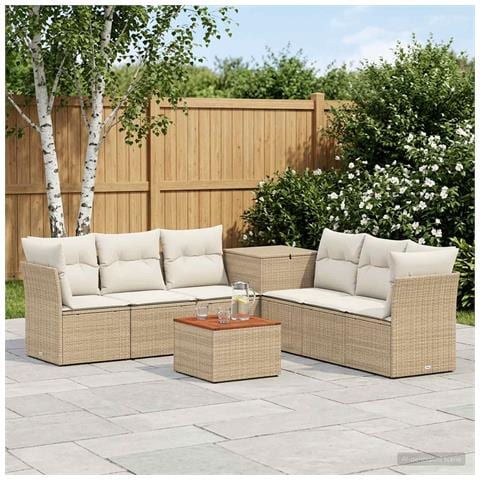 Set di divani 8 pz Beige e Bianco Crema - Foto 2