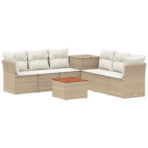 Set di divani 8 pz Beige e Bianco Crema - Foto 1