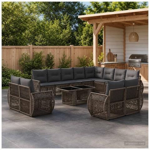 Set Divano da Giardino 13 pz Grigio e Grigio Scuro polyrattan - Foto 2