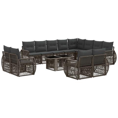 Set Divano da Giardino 13 pz Grigio e Grigio Scuro polyrattan - Foto 1