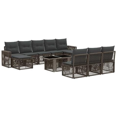 Set Divano da Giardino 11 pz Grigio e Grigio Scuro polyrattan - Foto 1