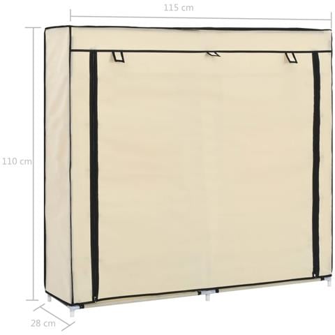Scarpiera Con Rivestimento In Tessuto Crema 115x28x110 Cm - Foto 2