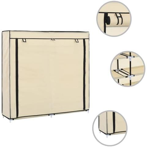 Scarpiera Con Rivestimento In Tessuto Crema 115x28x110 Cm - Foto 8
