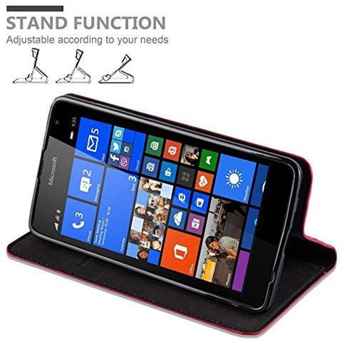 Custodia Compatibile Con Nokia Lumia 535 In Rosso Mela - Coperchio Protettiva Con Chiusura Magnetica, Funzione Stand E Tasca Per Le Carte - Foto 2