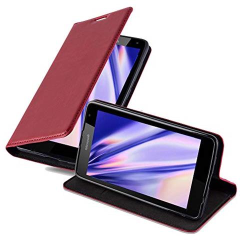 Custodia Compatibile Con Nokia Lumia 535 In Rosso Mela - Coperchio Protettiva Con Chiusura Magnetica, Funzione Stand E Tasca Per Le Carte - Foto 1