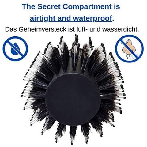 Rotonda Spazzola Con Hidden Compartimento Cassaforte Di Diversione Spazzola Per Capelli Nascondere Contenitore Per I Gioielli Denaro E Oggetti Di Valore Incl. 2 Impermeabili E Airproof Borse Nero - Foto 2