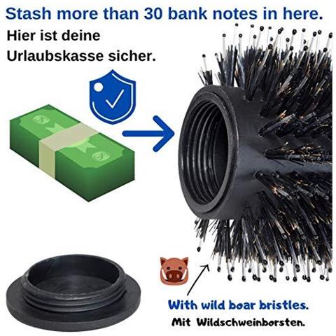 Rotonda Spazzola Con Hidden Compartimento Cassaforte Di Diversione Spazzola Per Capelli Nascondere Contenitore Per I Gioielli Denaro E Oggetti Di Valore Incl. 2 Impermeabili E Airproof Borse Nero - Foto 4