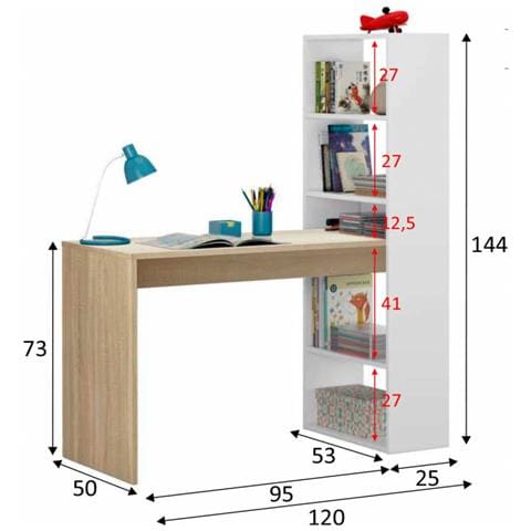 Scrivania Con Libreria Reversibile Nordik - Foto 4