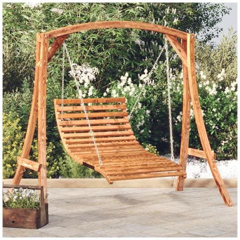 Letto A Dondolo In Legno Massello Di Abete Con Finitura In Teak - Foto 6