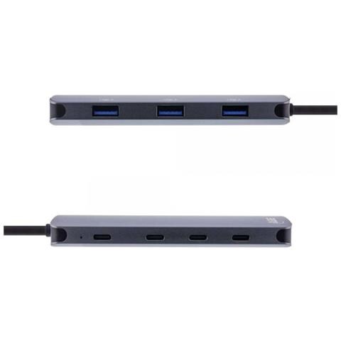 Hub Usb 3.2 Gen. 2, 4x Usb-c + 3x Usb-a, Pd 100w, Alluminio, Grigio - Foto 2