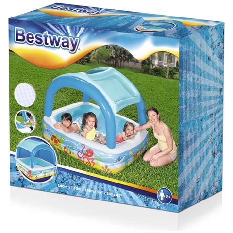 Piscina Da Gioco Con Tettoia Blu 140x140x114 Cm 52192 - Foto 10