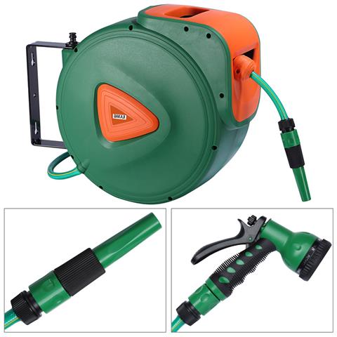 Avvolgitubo Acqua Automatico Da Parete Tubo Giardino 30 Mt + 2 Mt Fissaggio Muro - Foto 2