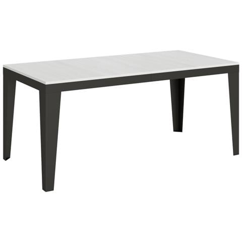 Tavolo Allungabile 90x180/284 Cm Flame Evolution Telaio Antracite - Bianco Frassino - Foto 1