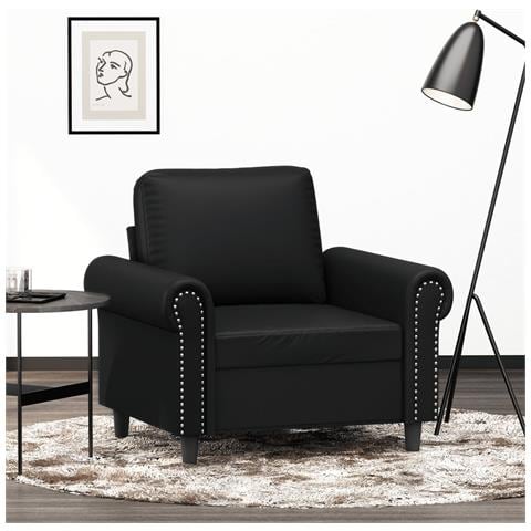 Poltrona Nera 60 Cm In Similpelle - Foto 1