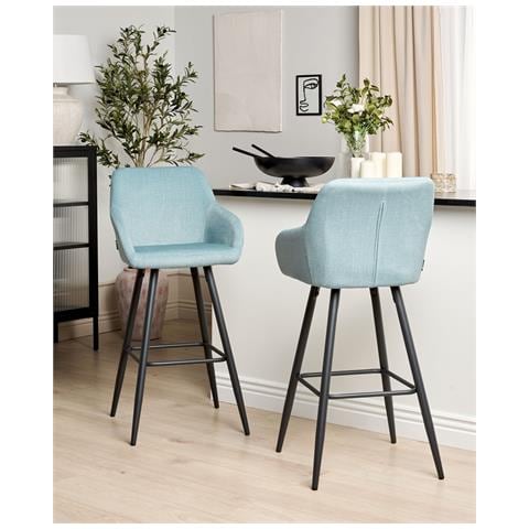 Set Di 2 Sedie Alte Casmalia Velluto Azzurro - Foto 1