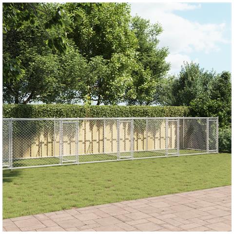 Gabbia Per Cani Con Porte Grigia 10x2x1,5 M In Acciaio Zincato - Foto 2