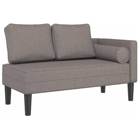 Chaise Longue Con Cuscini Tortora In Tessuto - Foto 1