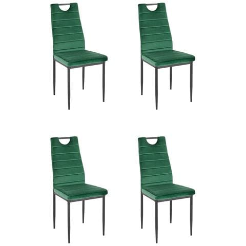 Mandy Set Di 4 Sedie Da Pranzo In Velluto Verde Scuro - Foto 1