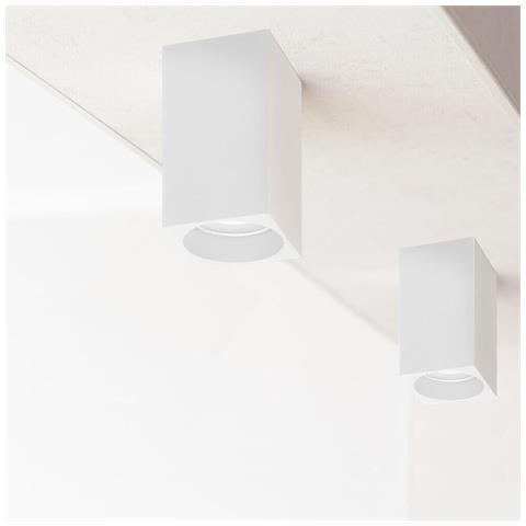 Portafaretto In Gesso A Soffitto Gu10 Porta Faretto Quadrato Bianco Verniciabile - Foto 2