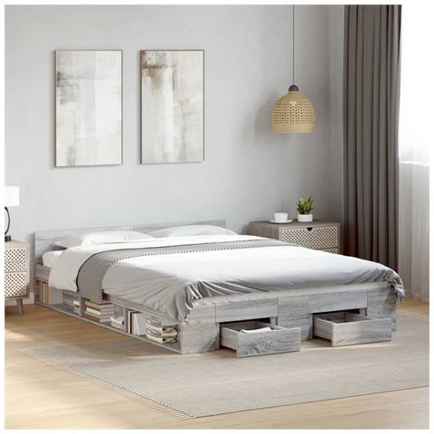 Giroletto Cassetti Grigio Sonoma 120x200 Cm Legno Multistrato - Foto 1