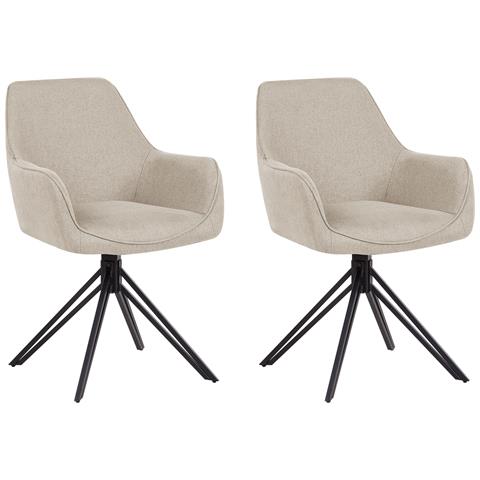 Set Di 2 Sedie Jodar Tessuto Tortora - Foto 2