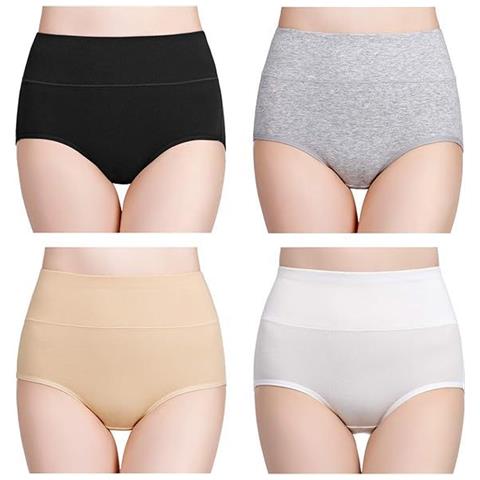 Mutandine A Vita Alta In Confezione Da 4 - Nero, Grigio, Beige, Bianco L - Foto 2