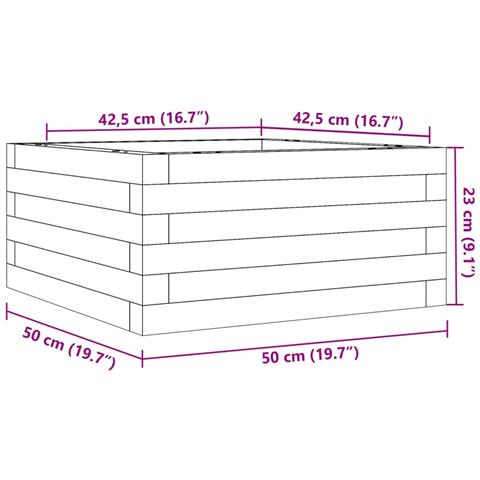 Fioriera Giardino Marrone Cera 50x50x23 cm Legno Massello Pino - Foto 10