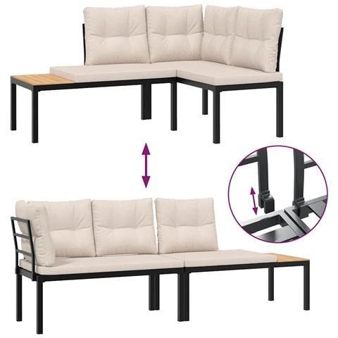 Panche Giardino con Cuscini 2pz Nere Acciaio Verniciato Polvere - Foto 9