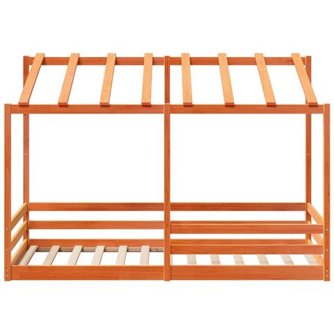 Letto Bambini con Tetto Marrone Cera 80x200 cm Massello Pino - Foto 2