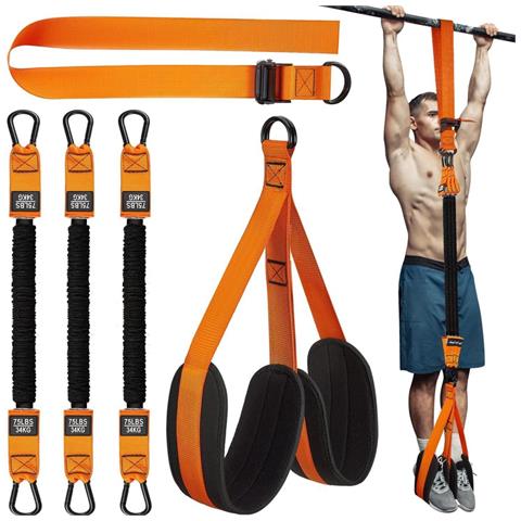 Fascia Per Trazioni / Trazioni Con Fascia Per Allenamento - Ausilio Per Trazioni Per L'allenamento Della Forza Orange 210 Libbre - Foto 5