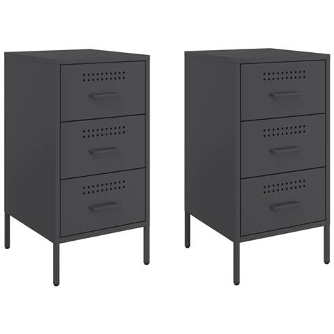 Comodini 2 Pz Neri 36x39x68 Cm In Acciaio - Foto 2