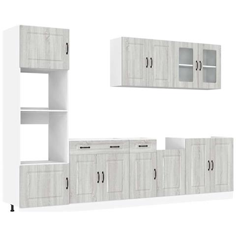Set Mobili Da Cucina 7 Pz Kalmar Grigio Sonoma In Truciolato - Foto 2