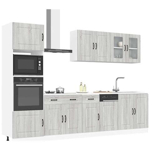 Set Mobili Da Cucina 7 Pz Kalmar Grigio Sonoma In Truciolato - Foto 1