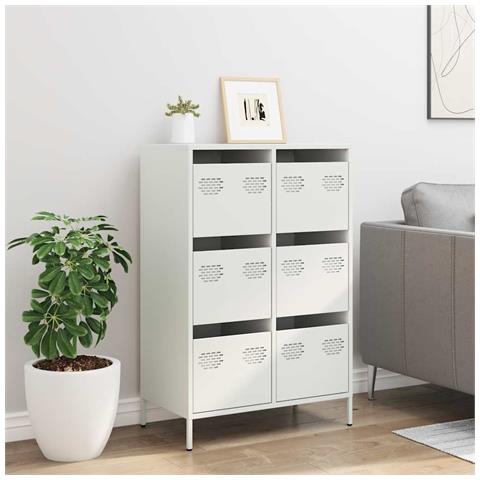 Credenza Bianca 68x39x101,5 Cm In Acciaio - Foto 3