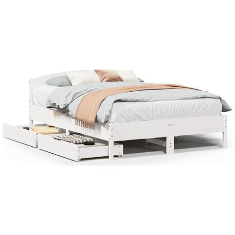 Letto senza Materasso Bianco 120x190 cm Legno Massello di Pino - Foto 1