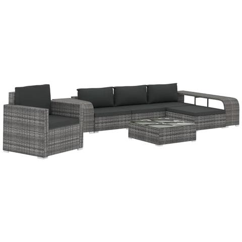 Lusso Casadino -  Set Divani Da Giardino 8 Pz Con Cuscini In Polyrattan Grigio - Foto 1