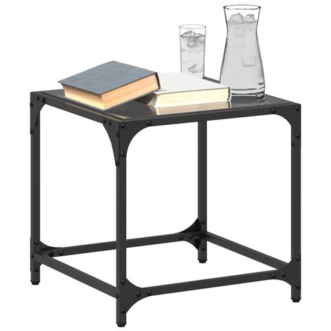 Tavolini Da Salotto Con Piano Vetro Nero 2pz 40x40x40cm Acciaio - Foto 8