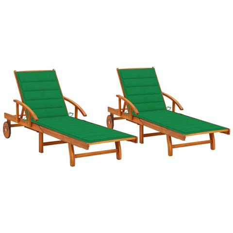 Lusso Casadino -  Sdraio 2 Pz Con Cuscini In Legno Massello Di Acacia - Foto 2