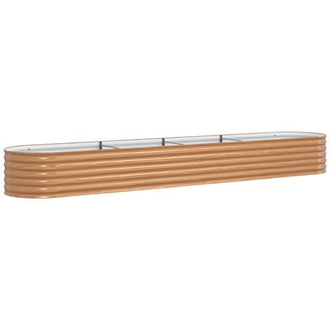 Letto da Giardino Rialzato Marrone con Aspetto di Legno 400x80x44 cm in Acciaio - Foto 1