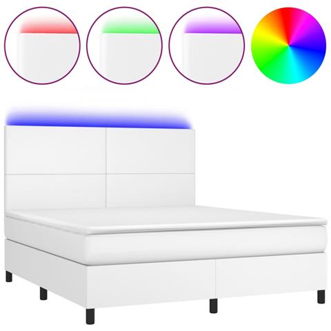 Giroletto Molle con Materasso e LED Bianco 160x200cm Similpelle - Foto 1