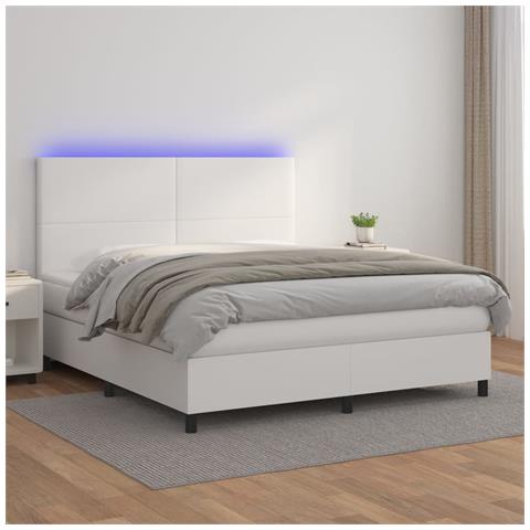 Giroletto Molle con Materasso e LED Bianco 160x200cm Similpelle - Foto 2