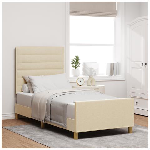 Struttura letto crema  90x190 cm in tessuto - Foto 2