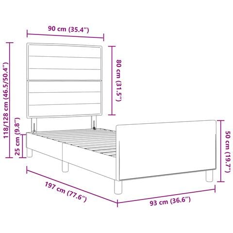 Struttura letto crema  90x190 cm in tessuto - Foto 9